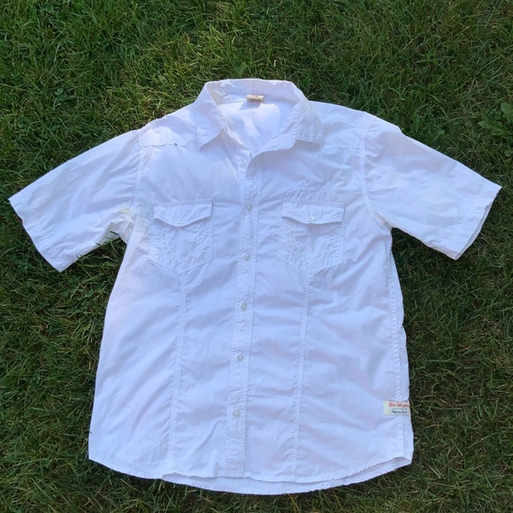 TRUE RELIGION Men's Short Sleeve Big T Western Shirt Optic White Button Up SZ XL - Picture 4 of 16